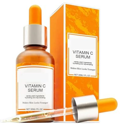 Bio Siero Vitamina C e Vit. E. Siero Viso Acido Ialuronico Antirughe Antimacchie Illuminante e Antietà Ideale Come Crema Contorno Occhi e per Dermaroller Biologico Vegano
