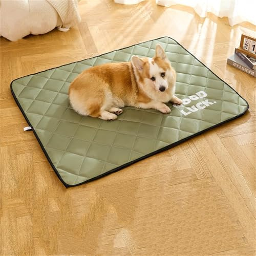 AQCQDQ Haustier Kühlmatte, Selbstkühlende Hundematte, Cooling Mat Dog, Kühldecke Hund Ohne Gel Kühlendes Hundebett Aus Eisseide Für Hunde Und Katzen, Sommer Waschbares Kühlkissen (Militärgrün,XXL)