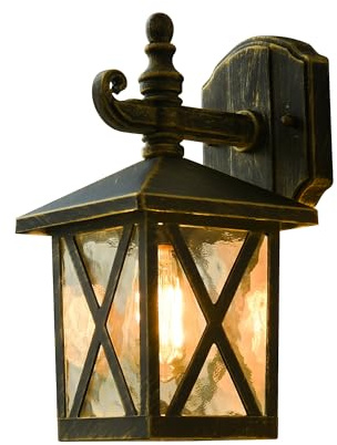 SUZNIU Wandleuchte Aussen, Vintage Aussenlampe Wand Glas Aluminium Außenlampe Wasserdichte, Garten Außenwandleuchten E27 Wandlampe Aussen Ohne Leuchtmittel, für Garage, Beleuchtung Terrasse Bronze