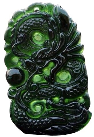 Pendentif dragon en jade vert sculpté à la main – Collier en jadéite fine avec artisanat artistique, pierre symbolique | Bijoux traditionnels chinois pour la prospérité, l'élégance et la beauté