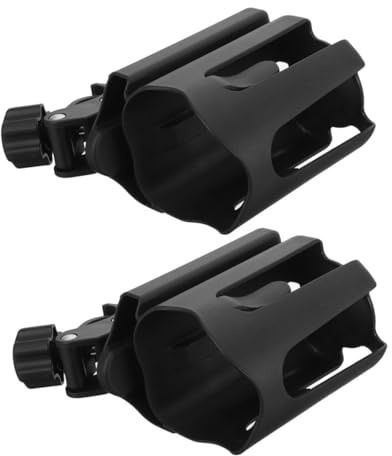 MUELODSIC Soporte para Bebidas Ajustable ABS Negro Portavasos 2 Piezas Compatible Andadores Sillas de Ruedas Cochecitos y Bicicletas Organizador Multifuncional para Carrito de Compras y