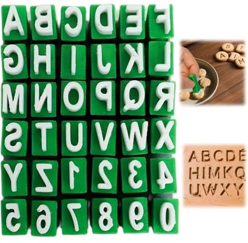 36PCS Clay Letter Stamp Set, Deep Engraved 3D Alphabet Stamps for Pottery Ceramics Fondant, Durable Letter Stamps for Clay, Cookie Stamps, Crafting Tool