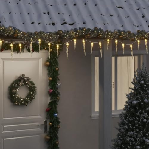 Genérico Luz de carámbano navideña (100 LED, Blanco cálido, 10 m, acrílico, PVC),Casa y jardín,Decoración,Decoraciones Festivas y estacionales,Luces de Navidad,356227