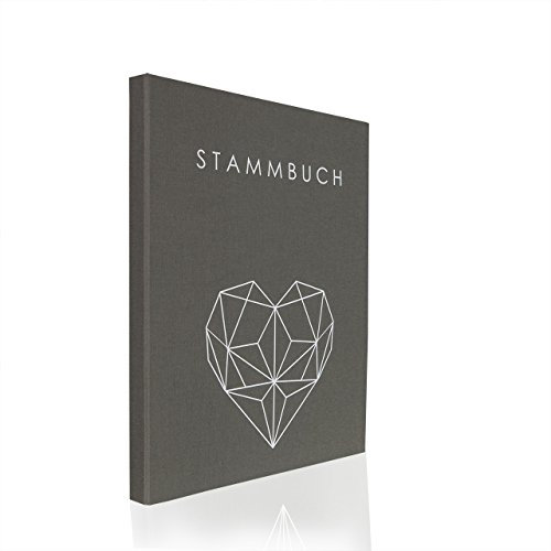 Hochzeitideal - Stammbuch der Familie Geometric Grau DIN A4 - Buchbinderleinen Stammbuch Hochzeit - Familienbuch Standesamt mit 4-Fach Ringmechanik & 3 Klarsichthüllen