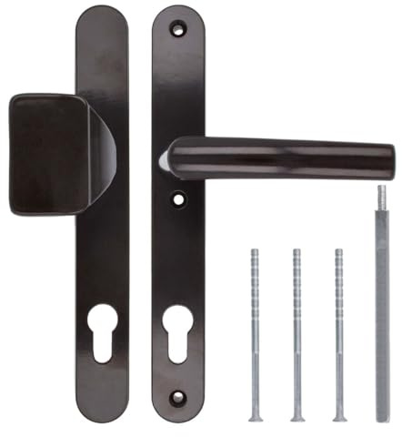 Türgriff/Türdrücker/Türklinke/Drückergarnitur DHS 92mm (Schildbreite 32mm) - Braun RAL 8077 - mit Knauf