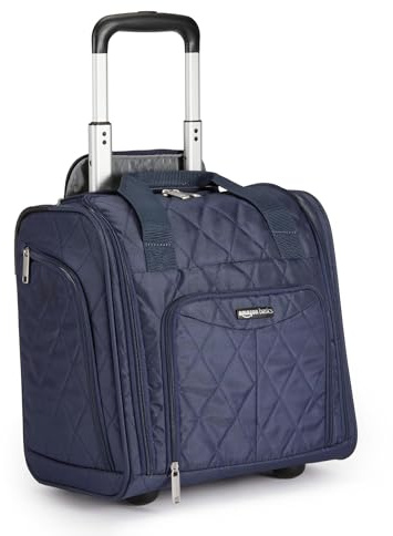 Amazon Basics Bagaglio per Vano Sotto-Sedile, Blu Navy, Trapuntato, 35.3 x 25.2 x 38.5 cm