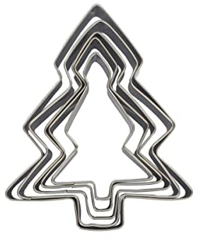Zenker 44814 Set de 5 emporte-pièces de Noël en Forme de Sapin, emporte-pièces Sapin de Noël, emporte-pièce, Acier Inoxydable, Argent, 11 x 9,5 cm