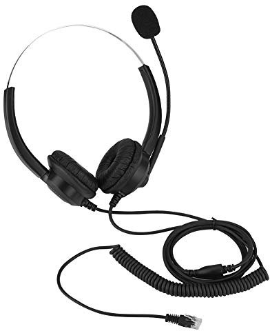 Lossless Sound Call Center Headset, Hands-Free Noise Cancelling Headphones with Mic, 360 Degree Rotary Earmuff, Super Long Cable, Suitable for Computer, Telephone, Desktop Box,etc(Crystal plug)