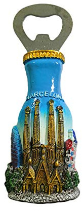 Barcelona Spanien 3D-Kühlschrankmagnet, Kunstharz, Souvenirs, Flaschenöffner, handgefertigt, Heim- und Küchendekoration, Sammlung, Geschenk