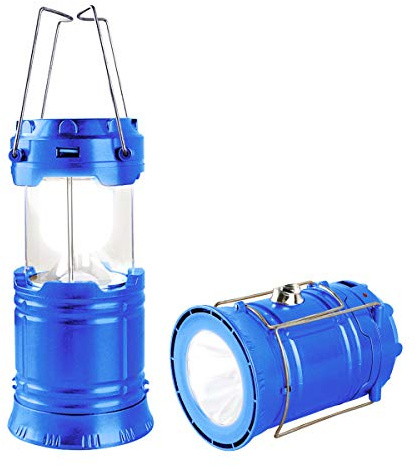Censinda LED Camping Lantern, Solar and Rechargeable Lantern Flashlight Collapsible and Portable Light for Daily/Camp/Hiking/Night Fishing/Emergency/Hurricanes/Storm(Blue, 1 Pack)