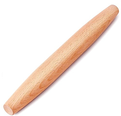 French Rolling Pin Wooden for Baking - AMPSEVEN Wooden Roll Pin Dough Roller for Baking Pizza Pasta Dumpling Thin Pasta Piecrust 30CM 11.81inch