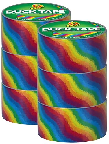 Duck Brand Bedrucktes Klebeband, 6 Rollen, Regenbogen (281496_C)