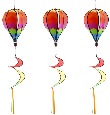 Cabilock 3pcs Hanging Wind Spinner Rainbow Rainbow Windsock Hot Air Balloon Wind Spinner Colorful Outdoor Whirligig Toy Garden Decor (Random Color)