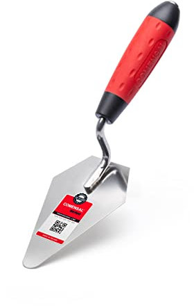 COMENSAL Spitzkelle -Dreieckskelle - Edelstahl Rostfreie - Maurer Kelle - Gipserkelle - Rutschfestes Softgriff - Made in EU - 130x80 mm