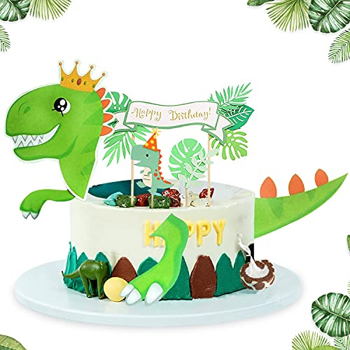 Kuchendeckel Dinosaurier Cupcake Topper - Dino Tortendeko für Kinder Jungen und Mädchen