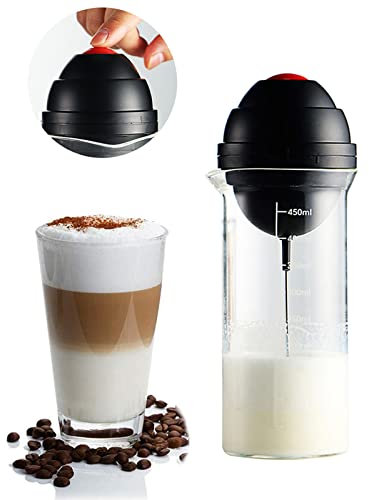 Montalatte Elettrico, 450ML Trasparente One-Touch Schiuma Mixer per caffè, Latte, Caldo al Cioccolato Cappuccino Foamer Crema