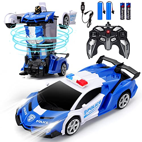Dolanus Toys for 3-8 Year Old Kids: Transforming Remote Control Car Toys Gifts for 3 4 5 6 7 8 9 10 Year Old Boys Toy Birthday Presents Transformable Rechargeable Robot RC Cars 360° Rotating