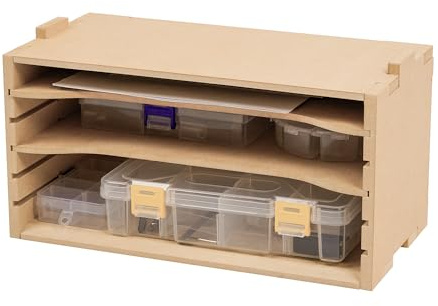 Bucasso Boîte de rangement pour outils de modélisme en bois, organisateur de peinture pour maquettes en MDF, support pour peinture, porte-pinceaux/outils adapté aux outils Tamiya et Gundam, GK5