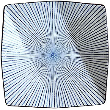Assiette de service ronde en porcelaine de 25 cm - Élégante rayure en céramique - Pour salade, steak, dessert (24 cm)