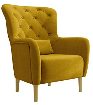 Mirjan24 Sessel Relaxsessel mit Kissen Anaser, Polstersessel, Freizeitsofa, Armsessel, Gesteppte Rückenlehne, Relaxsessel, Fernsehsessel, Loungesessel mit Armlehnen, Ohrensessel (Magic Velvet 2234)