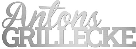 Bavarian-Steel - Edelstahl Deko Grillschild Schriftzug Grillecke - Personalisiert mit Namen