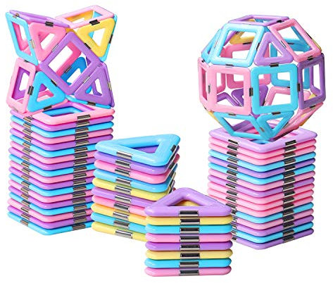 Magnetische Bausteine Magnete Kinder Spielzeug Ab 2 3 4 5 6 7 8 Jahre 40PC Geschenk für Mädchen Junge Ideales STEM Kreativität Lern Kinderspielzeug Für Kindertag Neujahr Weihnachten