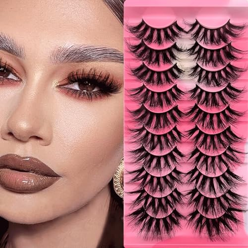 10 pares de Pestañas Artificiales Ojo de Gato 8D 20mm de Largo Pestañas de imitación de visón Pestañas suaves y esponjosas hechas a mano Pestañas postizas de ojo de gato (XZ-07)