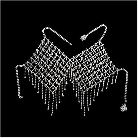 Party-Körperketten, sexy Strass-Quasten-Körperkette, BH, luxuriös, glänzend, exquisites Geschirr, Dessous, Bikini, Körperschmuck, Accessoires, Körperschmuck (Metallfarbe: Gold) (A Silber)