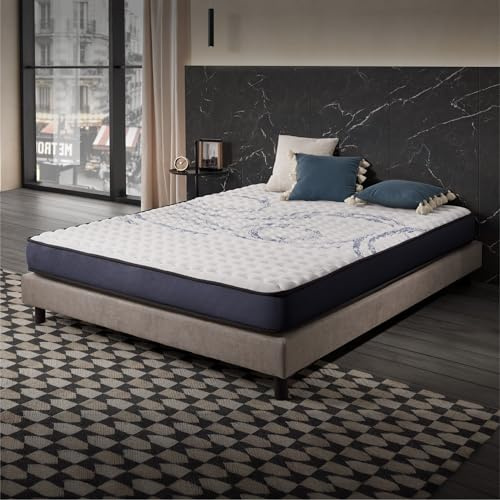 NATURALEX - Matelas PerfectSleep 90x190 cm - Soutien Mousse à mémoire de Forme - Accueil Blue Latex - Confort Équilibré - Respirant - 7 Zones - Réversible Face été/Hiver - Fabriqué en Europe