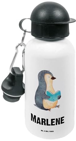 Mr. & Mrs. Panda Personalisierte Kindertrinkflasche Pinguin marschieren - Geschenke, Unausgeschlafen, Aufstehen, Pinguine, Trinkflasche Mit Wunschnamen, Edelstahl Namen, Glas Gravur, Wasserflasche