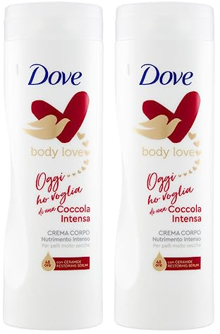 Dove Body Love Intensive Verwöhnung Körpercreme feuchtigkeitsspendend und nährend für sehr trockene Haut, tiefe Ernährung, 2 Flaschen à 400 ml