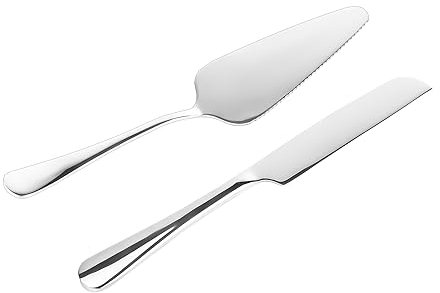 2 Pezzi Set di Coltelli Torta, Acciaio Inossidabile Set Taglio Torta Set TagliaTorta Per Matrimonio Compleanno Festa (Argento)