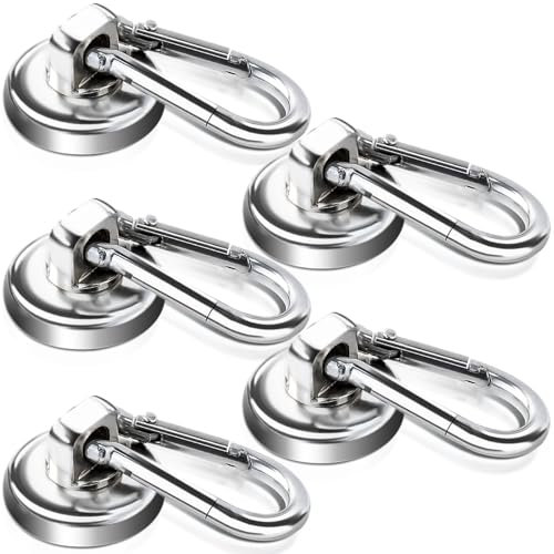 Neodym Magnete mit Haken, 25mm 20kg - Stark, 360°Drehen Magnetkraft, 5 Stück