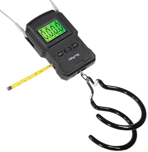CyclingDeal Backlit LCD Display Digital Bike Scale - Electronic Balance with Double Hanging Hook Measures in kg, lbs, jin, oz - More Stable & Accurate - Max. Load Capacity 165lbs with Measuring Tape