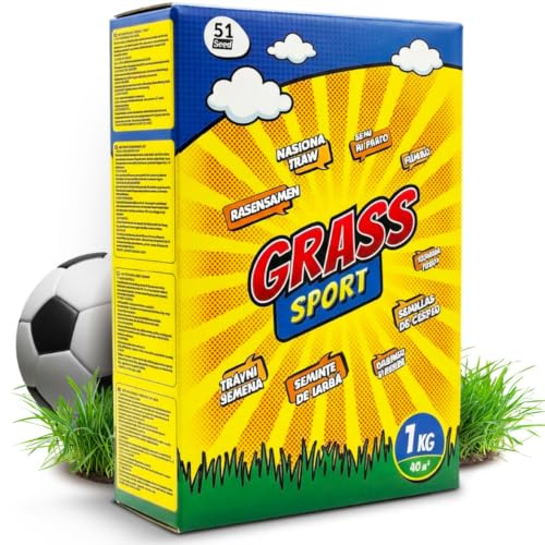 1kg Rasensamen Sport und Spiel schnellkeimend Sommer| Neuansaat & Nachsaat | Grassamen extra robust, tiefgrün | Saatgut für 40m²| Rasensaat Sportrasen & Spielrasen |Rasen Sommer
