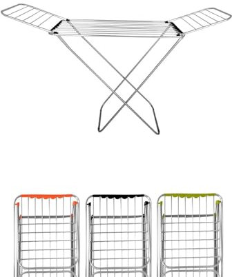 Jardin202 - Tendedero de Aluminio con Capacidad de 20m Incluye 20 Pinzas | Tendal Plegable con Varillas Gruesas y Resistente | Plata