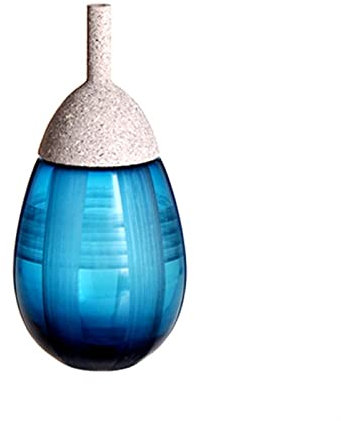 FGAQLUK Decoración de jarrón de Vidrio, artesanías de Lujo Ligeras sopladas a Mano, jarrón hidropónico de Cristal Simple, la Botella Tiene su Propia Fragancia Floral (Color : Azul)