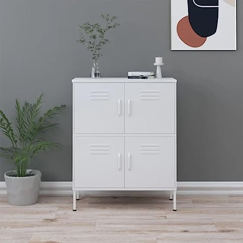 THOYTOUI Lagerschrank, Werkzeugschrank Schließfachschrank Werkstattschrank Metallschrank Geeignet für Garagen Büro Schulen Supermärkte Weiß 80x35x101.5 cm Stahl