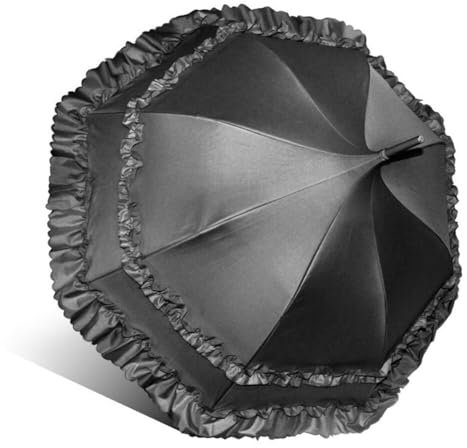 Asudaro Vintage Spitze Sonnenschirm Gothic Lolita Regenschirm Long Handle Bride Umbrella Sonnenschirm für Frauen Mädchen Sonnenschirme mit Spitze Dekoration Schwarz