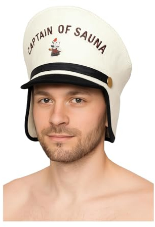 Sombrero de sauna de capitán 100 % lana de fieltro banya con bordado, para proteger tu cabeza del calor, color blanco