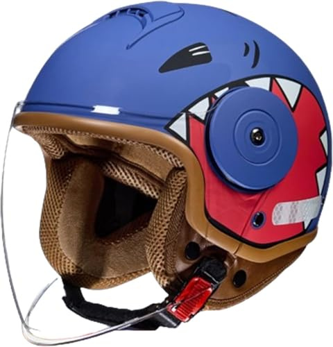 Casque de moto intégral pour enfants, casque de scooter homologué ECE avec pare-soleil amovible, casque de scooter pour garçons et filles de 3 à 12 ans D,46-54CM