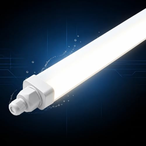 DXLIGHTING Feuchtraumleuchte LED, 60cm 18W 1800LM 4000K Neutralweiß Garagenlampe, IP65 Kellerlampe, Verknüpfbar Feuchtraumlampe für Büro Keller Werkstatt Garage
