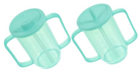 FRCOLOR Lot De 2 Gobelets à Bec Anti-déversement Poignée Ergonomique En Matériau Alimentaire, Tasse D'hôpital Pour Personnes Âgées, Prévention Anti-fuite Et, Usage Et Quotidien Pour Adultes