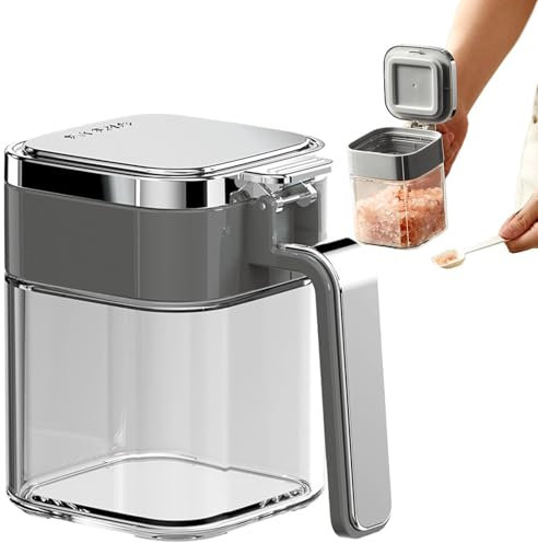 Caja de condimentos de vidrio, recipiente hermético de sal y azucarero, almacenamiento de vidrio de alimenticio para sal, azúcar y pimienta, perfecto para organización de cocina, caja de