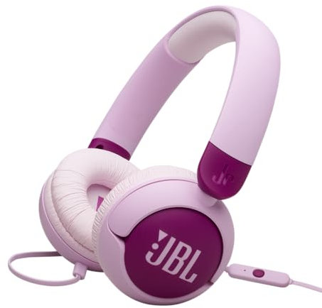 JBL Junior 320, Casque Supra-auriculaire Filaire pour Enfants, avec Microphone intégré, Safe Sound, Volume jusqu'à 85 DB, Coussinets Confortables, Set d'autocollants, Design Pliable, Violet