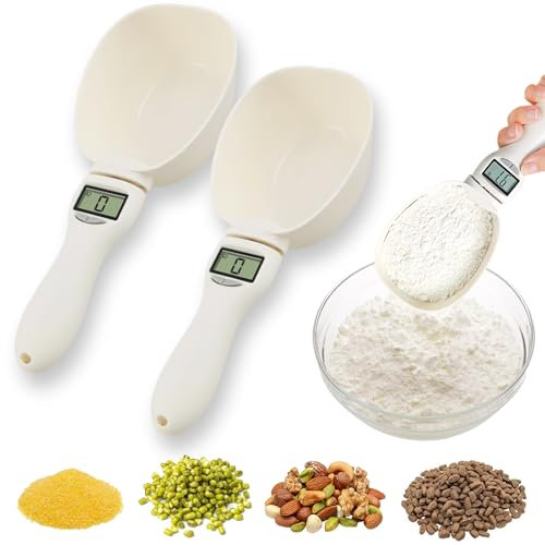 Food Measuring Scoop Scale, Digital Measuring Spoon, Weighing Spoon Scale 800g / 0.1g High Precision with LCD Screen, Display Electronic Measuring Spoon for Kitchen Gadgets and Daily Meals (2pc)