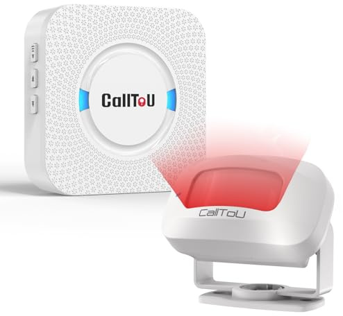 CallToU PIR Bewegungsmelder Alarm mit Durchgangsmelder Funk Türklingel System – Kabellose Durchgangsmelder Ladentür für Einfahrt, Geschäft, Senioren, Patienten, Zuhause, Büro, Garage