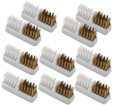 Spazzola Pulizia Punte Fresa 10 Pezzi, Plastico e Rame | Doppia Testa, Fibra Sintetica, per Ambienti Industriali e Casa, Rimuove Polvere e Pulisce Superfici Rapidamente