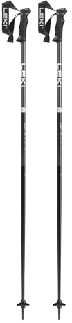 LEKI QNTM Lightweight Aluminum Ski Poles for Downhill Skiing - Black-White - 125 cm
