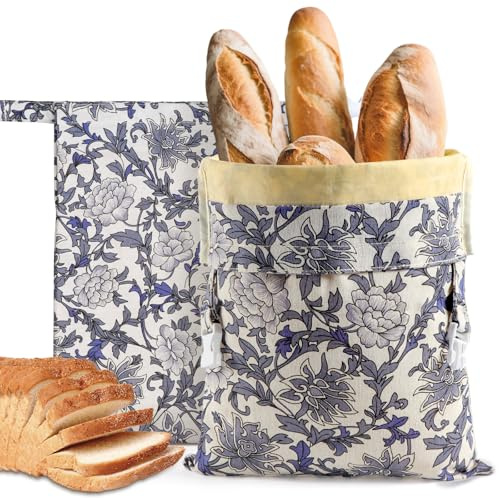 Reusable Bread Bags for Homemade Bread, 2 Pack XL Cotton Beeswax Bag for Sourdough, Beeswax Bags, Sourdough Storage Bag